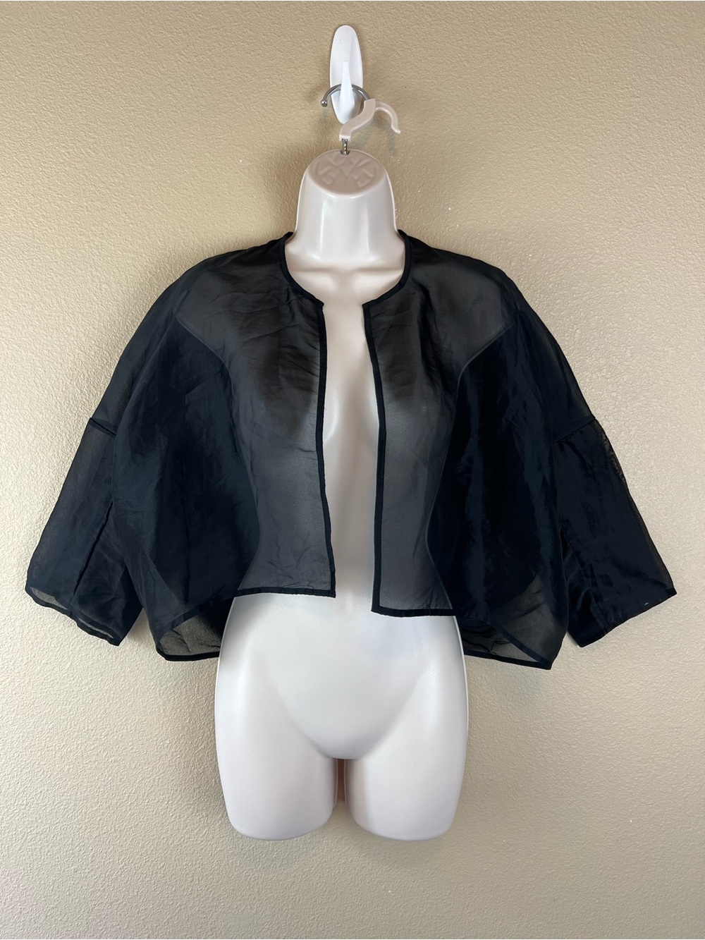 jarbo silk black sheer cropped jacket